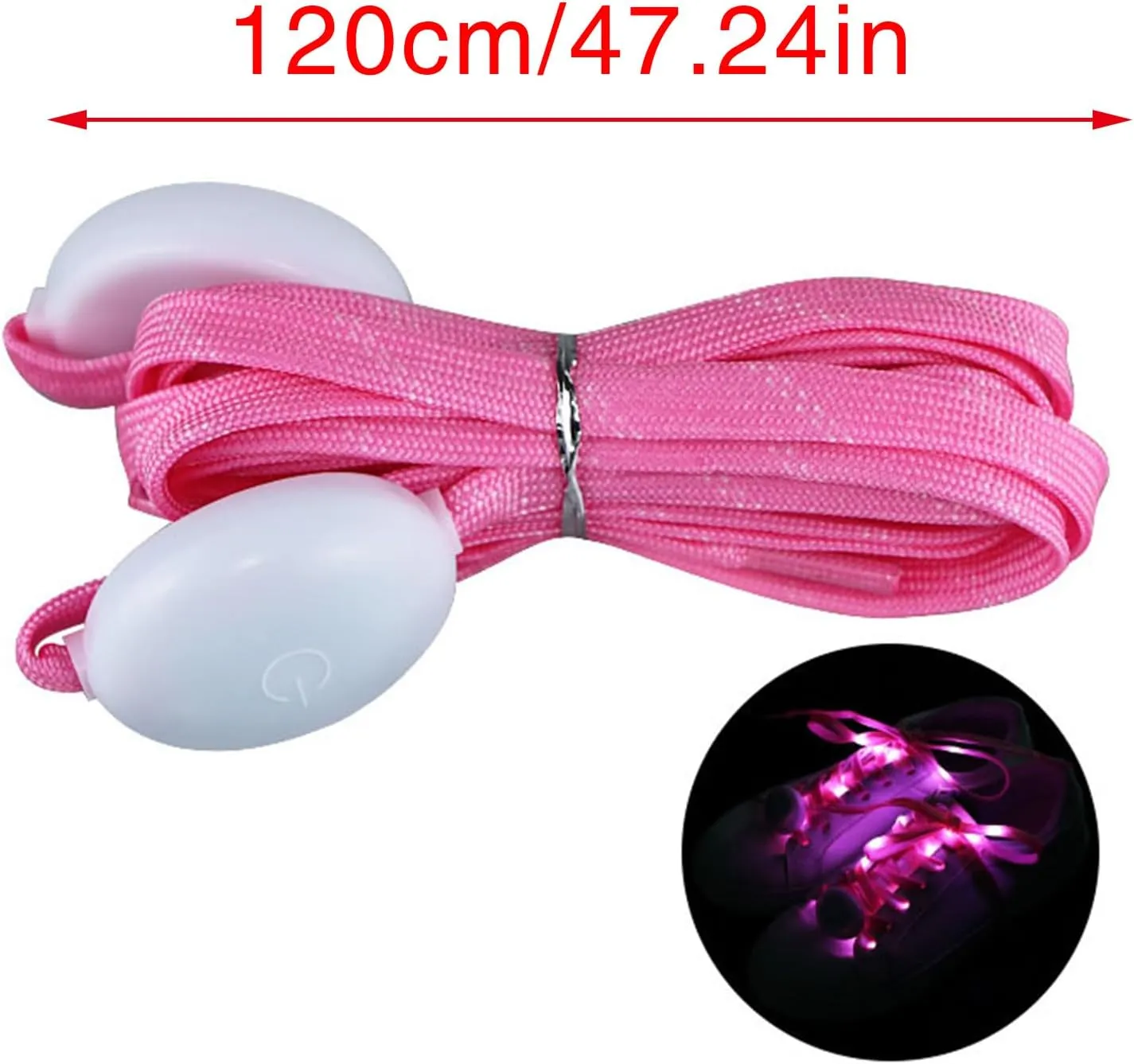 1 Pair LED Light Up Shoelaces for Night Running, Party, Mutlicolor Lighting Shoe Laces Glow Shoe Laces for Sneaker Pink