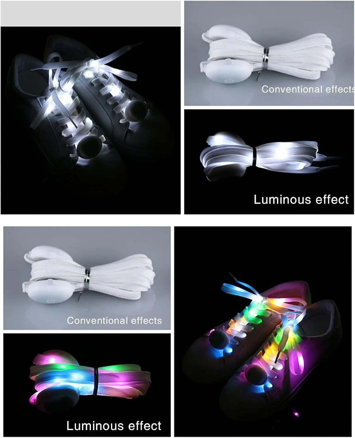 1 Pair LED Light Up Shoelaces for Night Running, Party, Mutlicolor Lighting Shoe Laces Glow Shoe Laces for Sneaker Pink