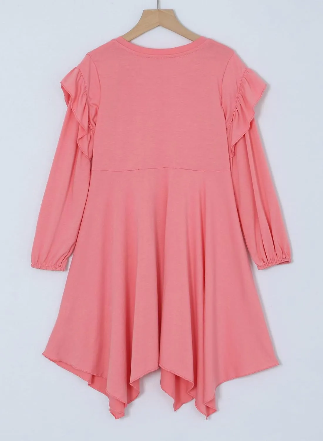 blibean Girl Long Sleeve High Low Dresses Tween Cute Swing Dress Size 6-15 Years