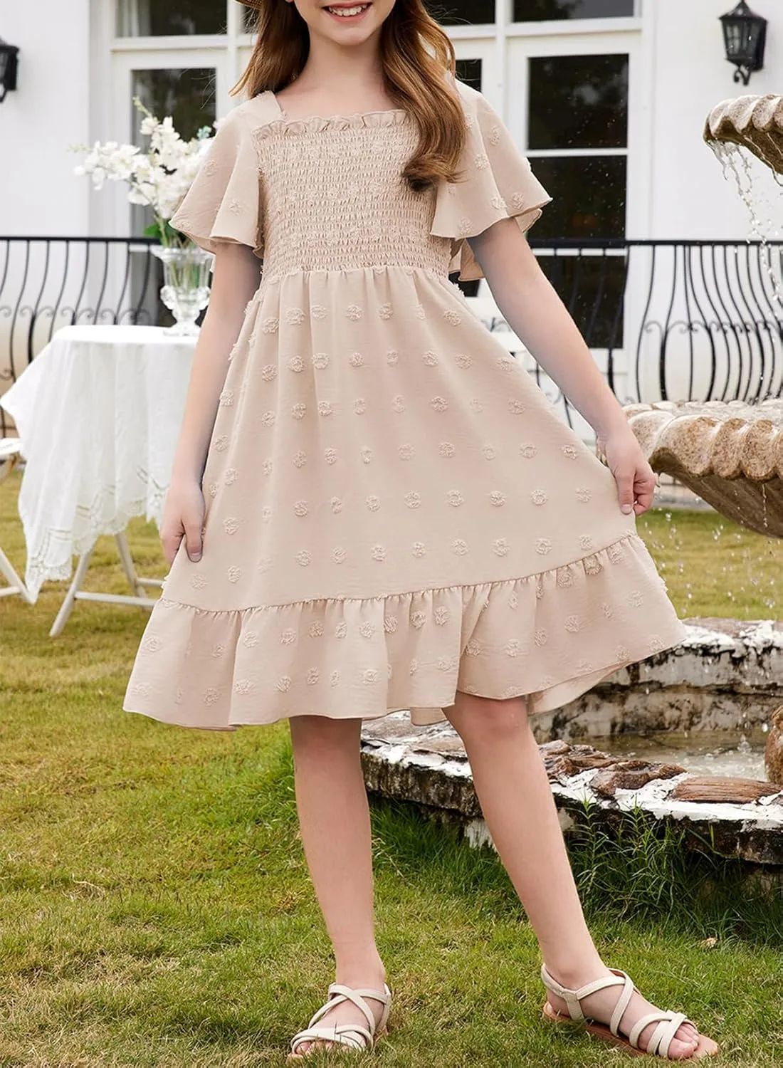 blibean Tween Girls 2025 Summer Dresses Kids Polka Dot Dress Size 6-15 Years