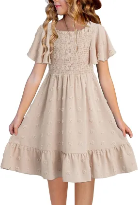 blibean Tween Girls 2025 Summer Dresses Kids Polka Dot Dress Size 6-15 Years