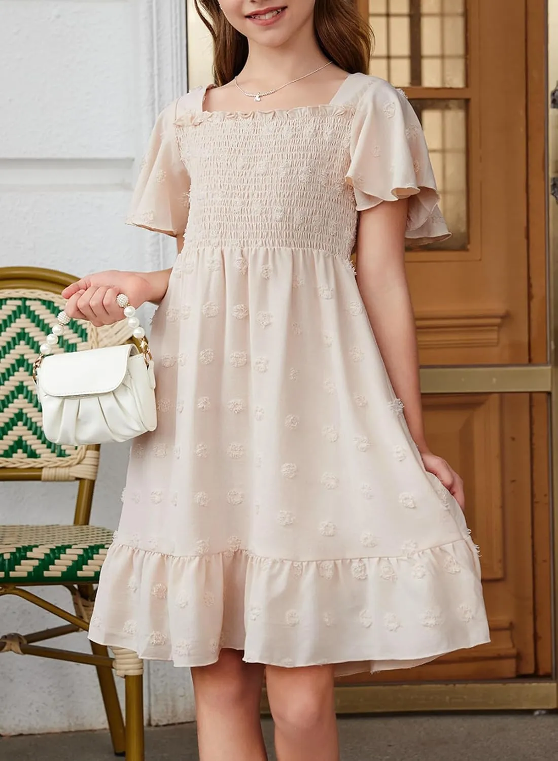 blibean Tween Girls 2025 Summer Dresses Kids Polka Dot Dress Size 6-15 Years