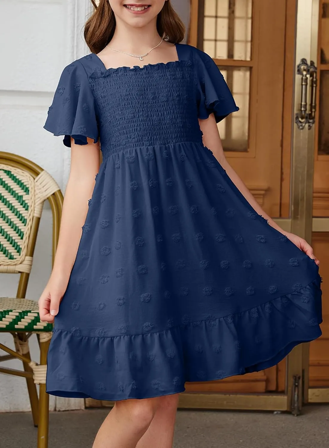 blibean Tween Girls 2025 Summer Dresses Kids Polka Dot Dress Size 6-15 Years