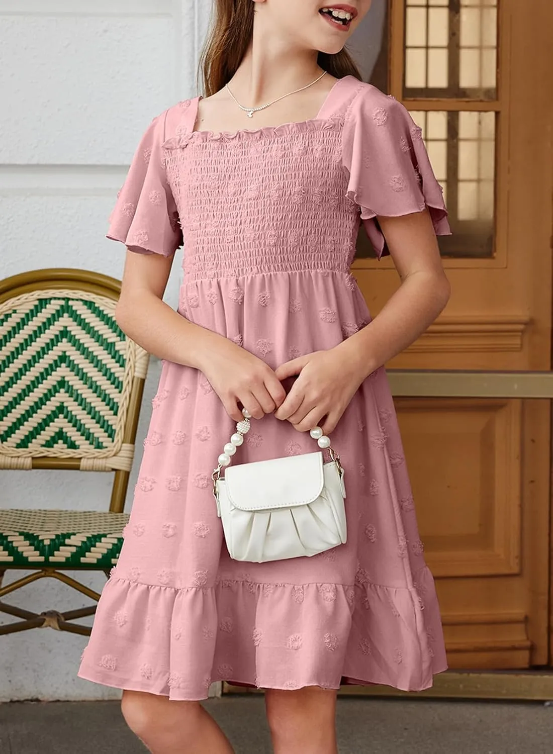 blibean Tween Girls 2025 Summer Dresses Kids Polka Dot Dress Size 6-15 Years