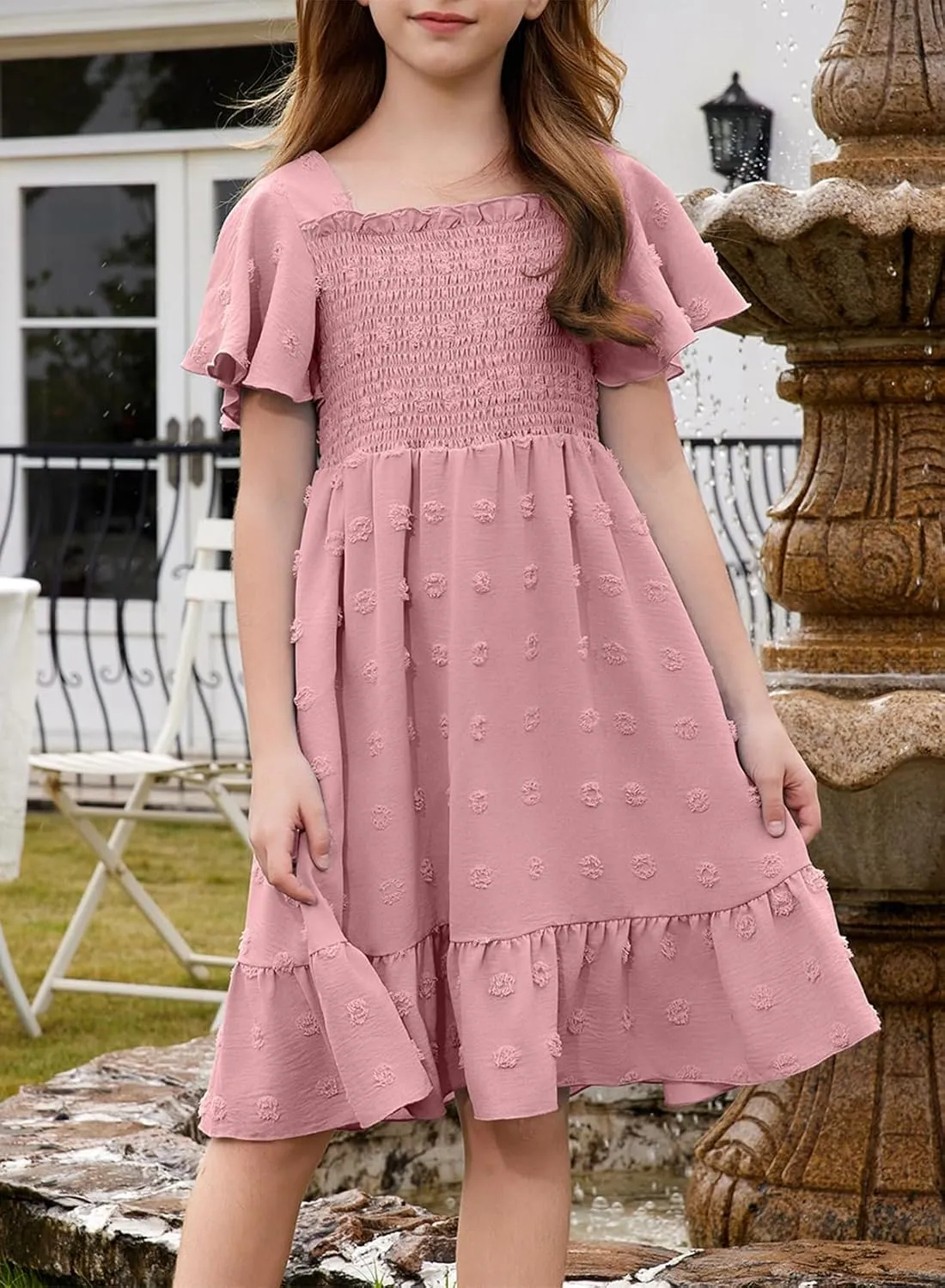 blibean Tween Girls 2025 Summer Dresses Kids Polka Dot Dress Size 6-15 Years