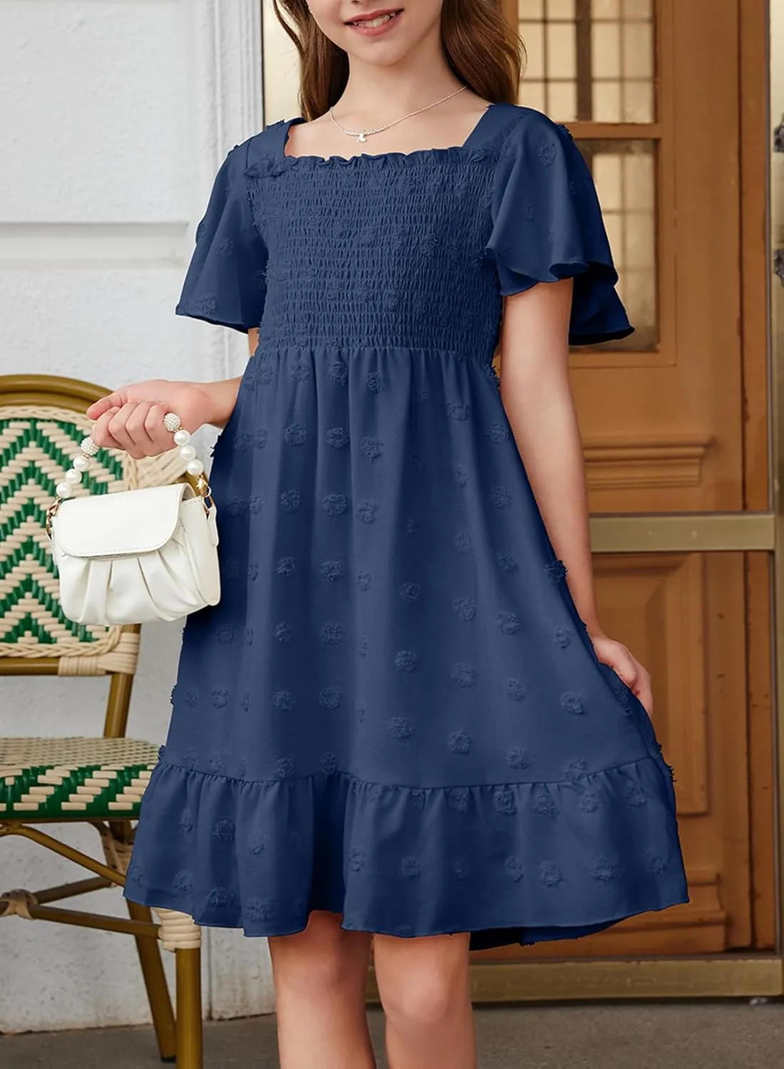 blibean Tween Girls 2025 Summer Dresses Kids Polka Dot Dress Size 6-15 Years