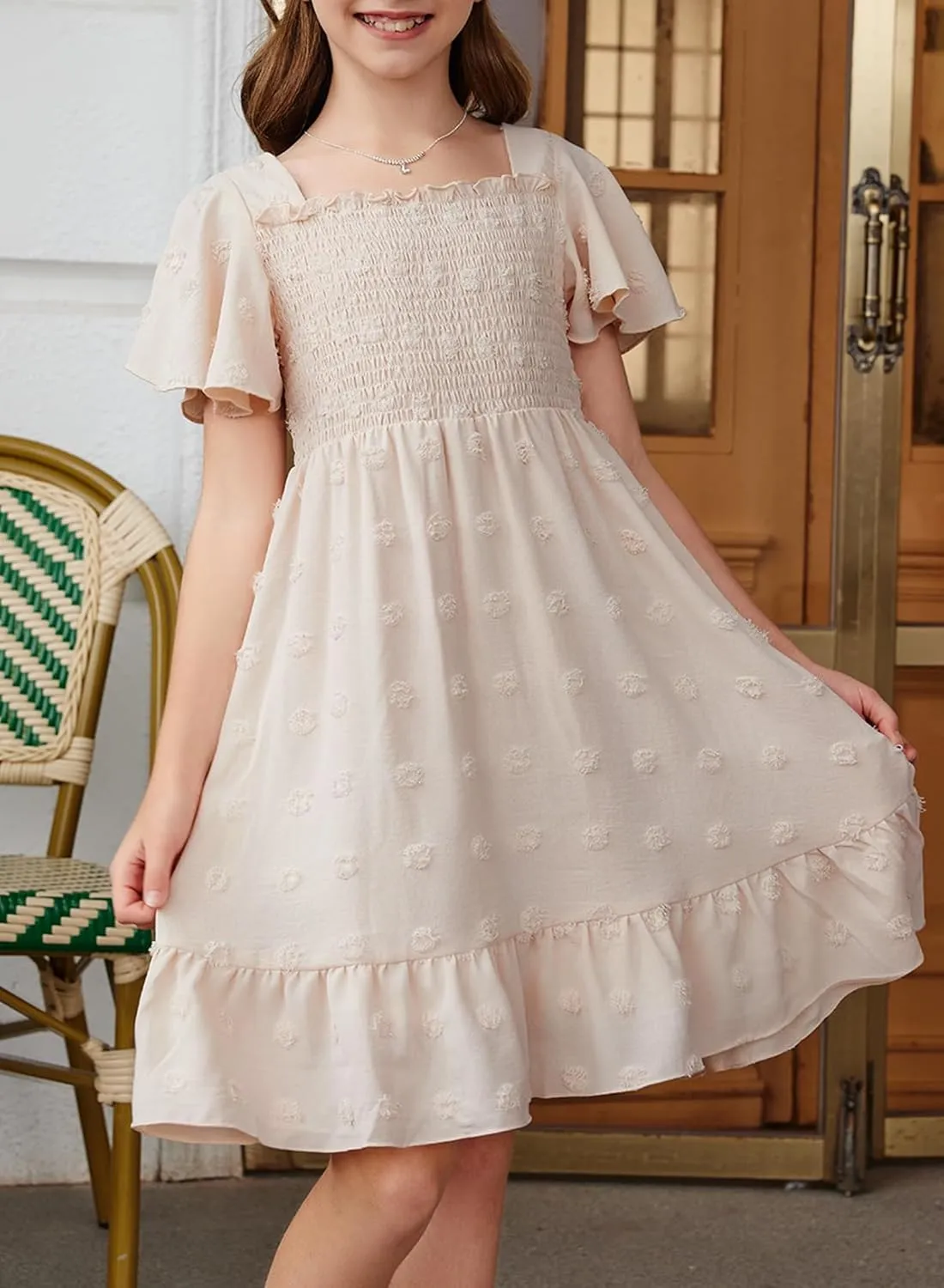 blibean Tween Girls 2025 Summer Dresses Kids Polka Dot Dress Size 6-15 Years