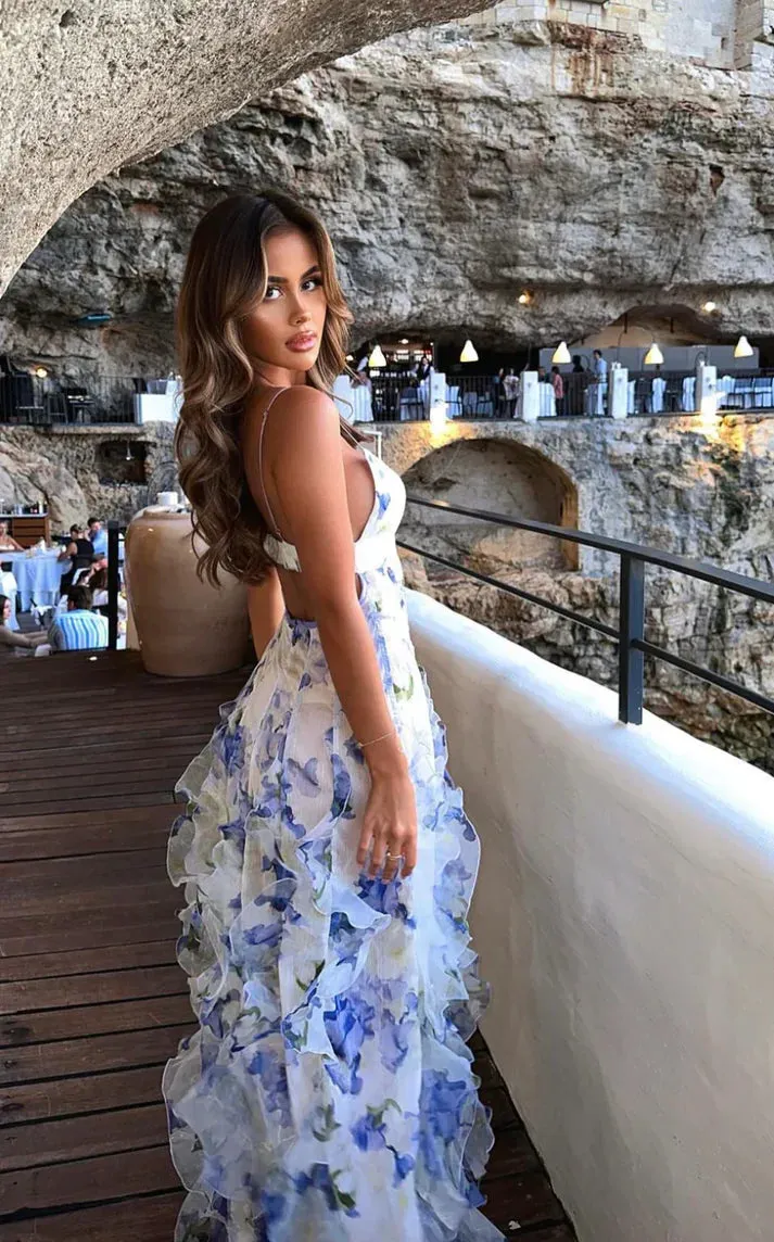 Blue Charming A-Line Spaghetti Strap Prom Dresses Party Dresses Formal Dress