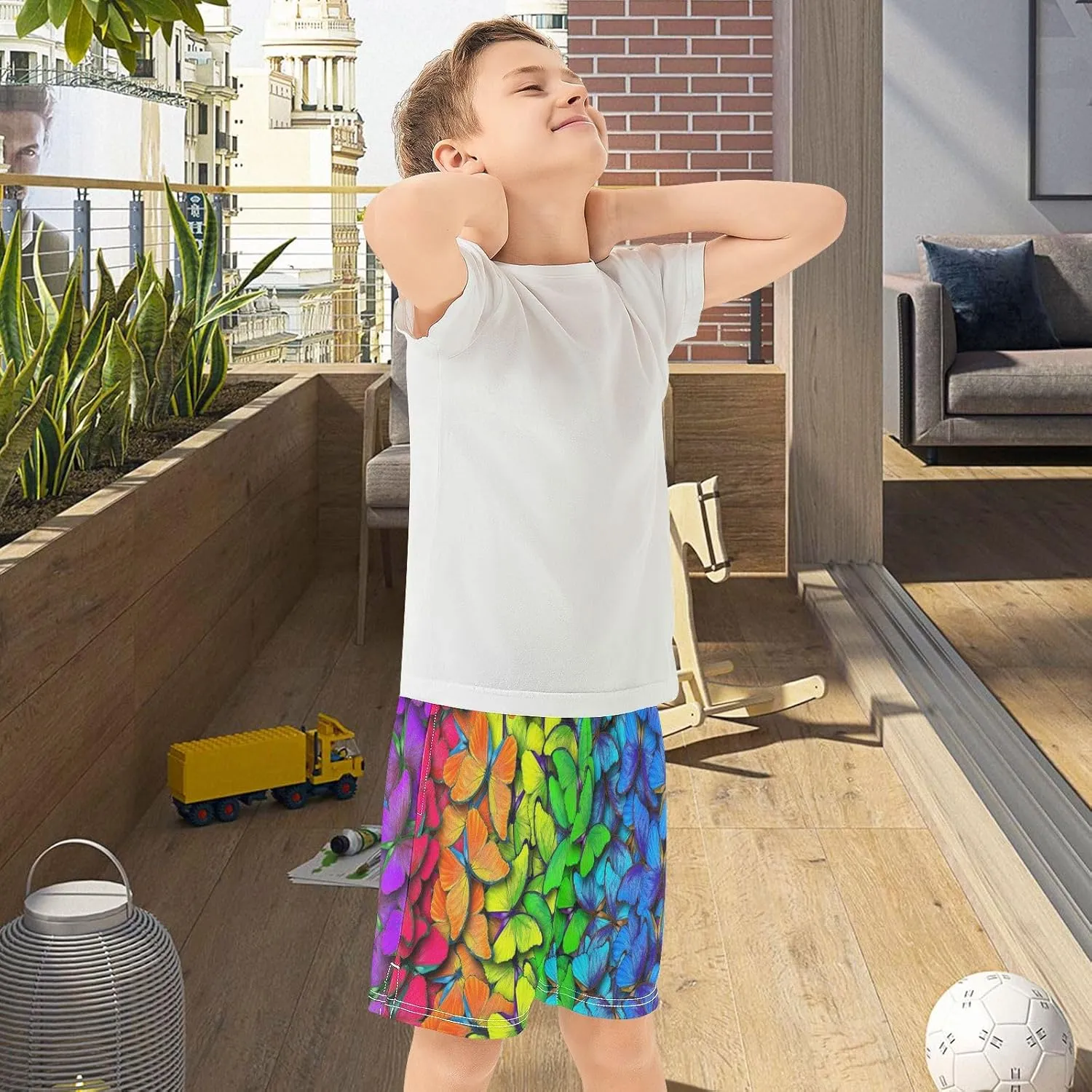 Boys Athletic Shorts Size 7-15 Boys' Casual Shorts with Pockets Elastic Waist Summer Kids Bottom for Sports Homewear