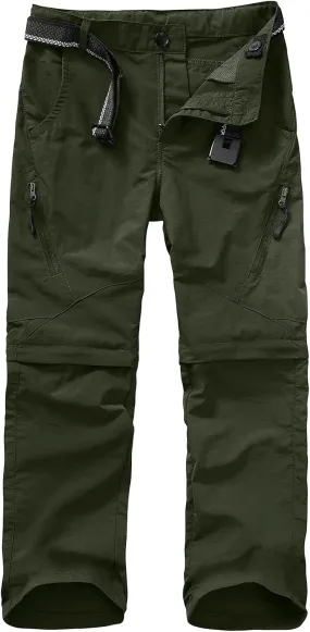 Boys Pants Kids Adjustable Waist Outdoor Quick Dry Lightweight Waterproof Pull On Casual Convertible Cargo Scout Pants