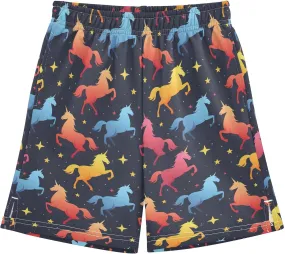 Colorful Unicorns Stars Boys' Shorts Pants Summer Lounge Bottoms Boys Elastic Waist with Pockets