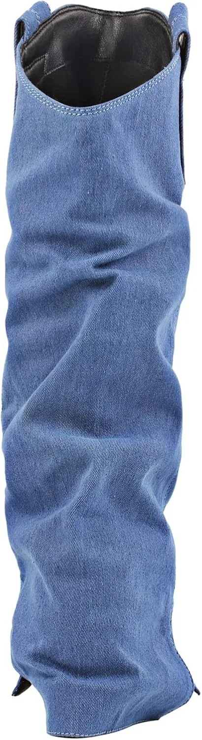 Cowboy Cowgirl Boots for Women Knee High Denim Boots