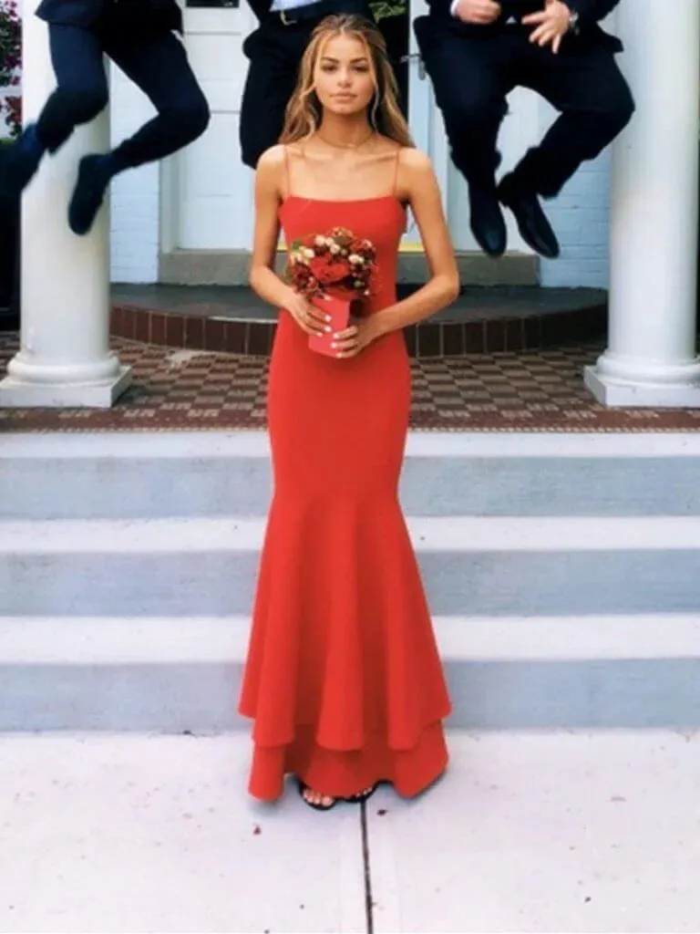 Formal Dresses Spaghetti Straps Mermaid Prom Dresses Thin Straps
