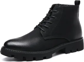 Men's Casual Boots Leather with Zipper Chukka Ankle Boots Classic Fashion Dress Boots for Men