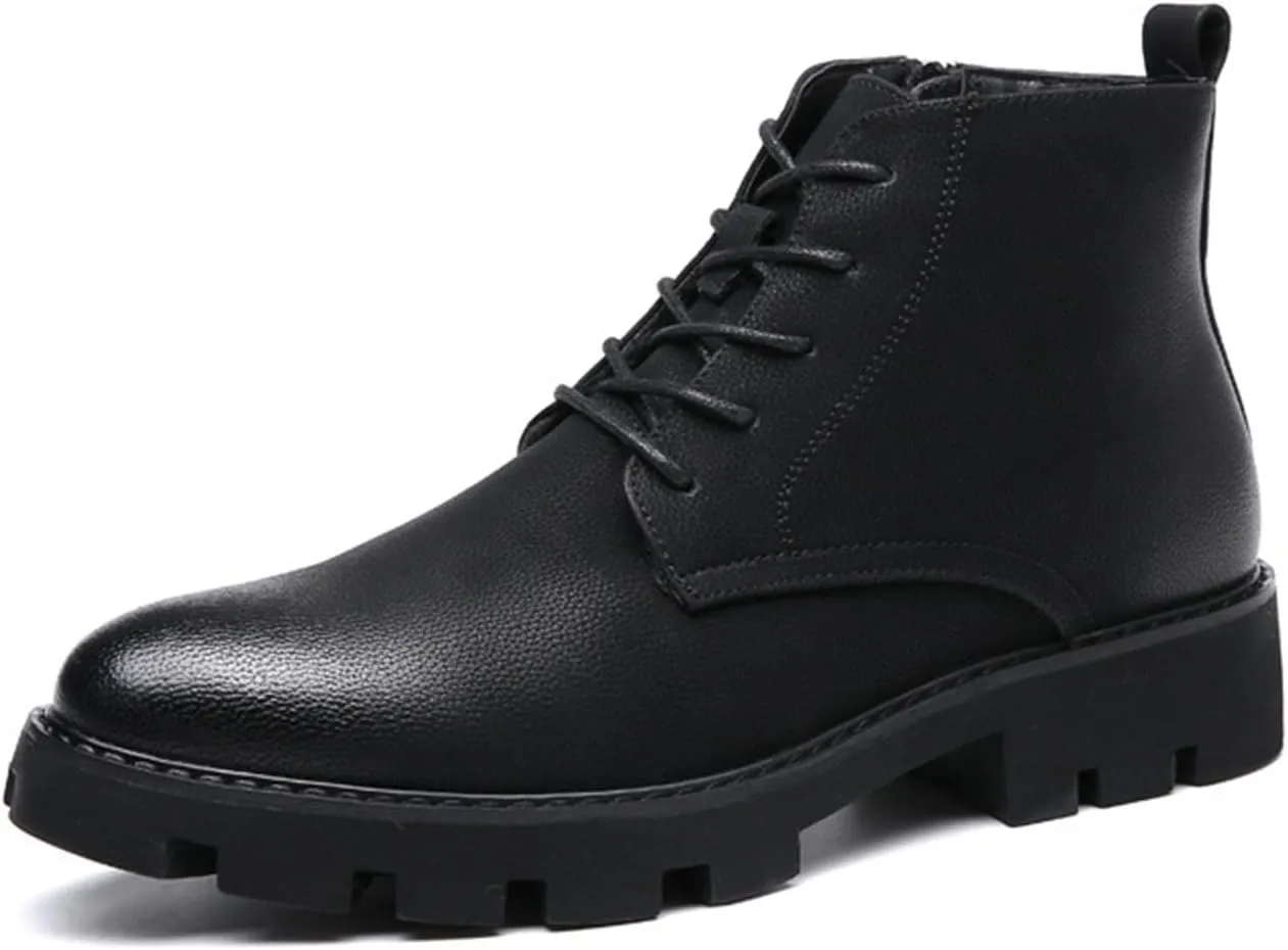 Men's Casual Boots Leather with Zipper Chukka Ankle Boots Classic Fashion Dress Boots for Men