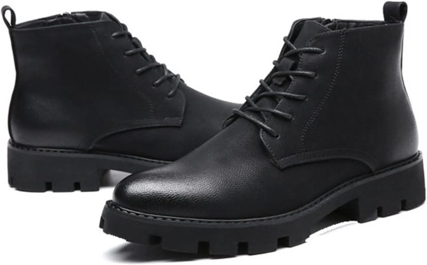 Men's Casual Boots Leather with Zipper Chukka Ankle Boots Classic Fashion Dress Boots for Men