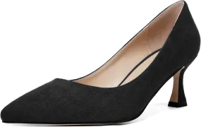 SHOWFOREST Womens Dress Pointed Toe Slip On Suede Wedding Stiletto Mid Heel Pumps Shoes 2.5 Inch