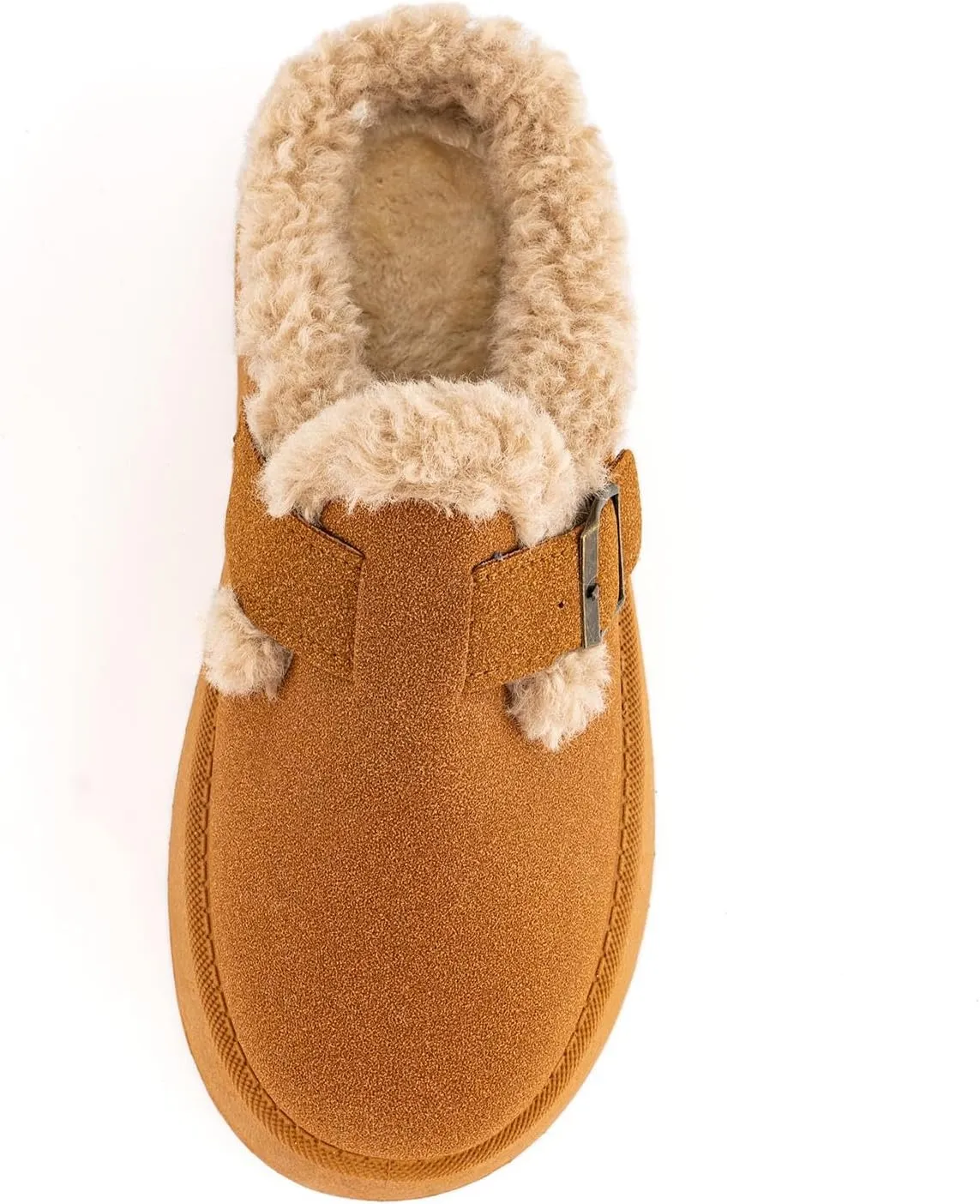 SIFINELAR Platform Slippers for Women Mini Ankle Booties Warm Fuzzy Slippers Brown Suede Boots with Platform Cozy Slides Lightweight Boots with Comfort for Jeans/Dress