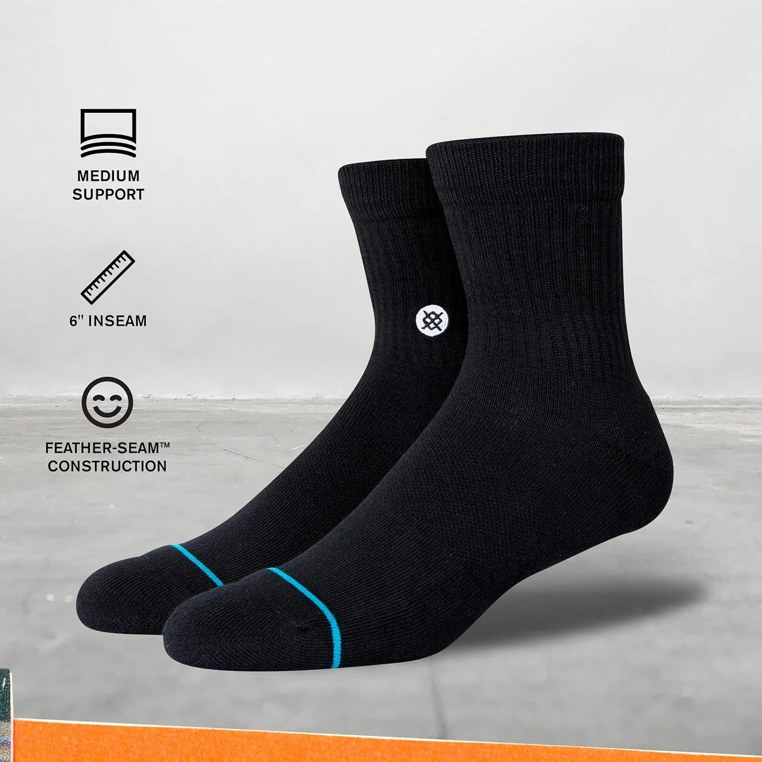 Stance Icon Quarter - Unisex Socks - Medium Cushioning - Anatomical Arch Support - Crew Height - Cropped Socks