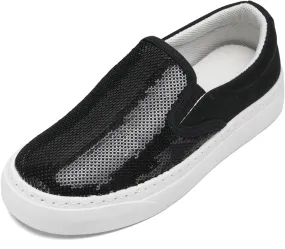 Toddler Girls and Boys Sneakers Canvas Low Top Slip On Casual Sparkle Sequins Walking/Running Shoes