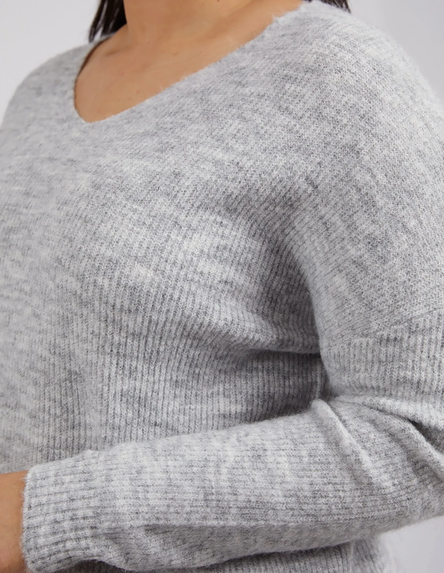 Verity V Neck Knit Grey Marle