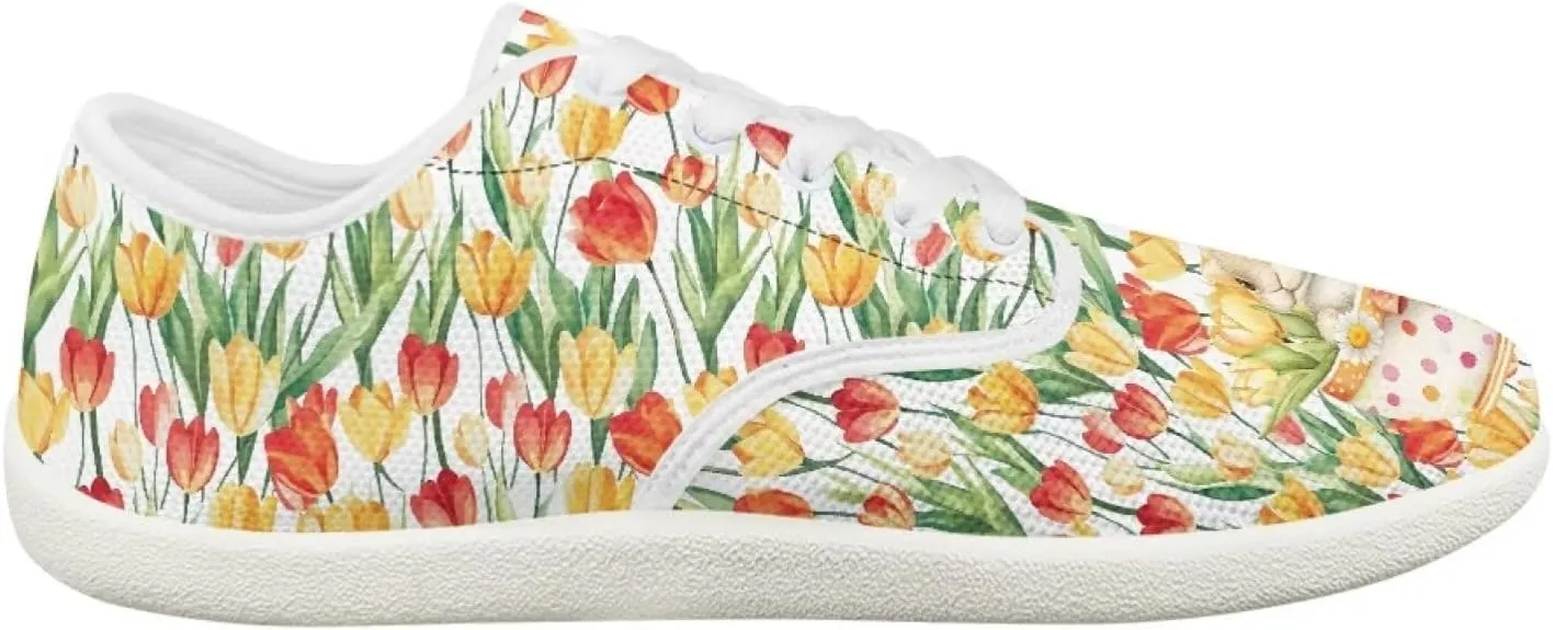Women's Bunny Work Loafer Lace-Up Tennis Shoes Low Top Running Sneakers Driving Walking Shoe