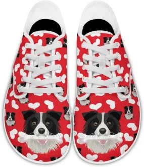 Women's Dog Print Running Shoes Slip-on Skate Sneakers Flats Work Loafers Outdoor Barefoot Shoe