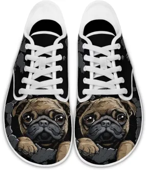 Women's Dog Print Running Shoes Slip-on Skate Sneakers Flats Work Loafers Outdoor Barefoot Shoe