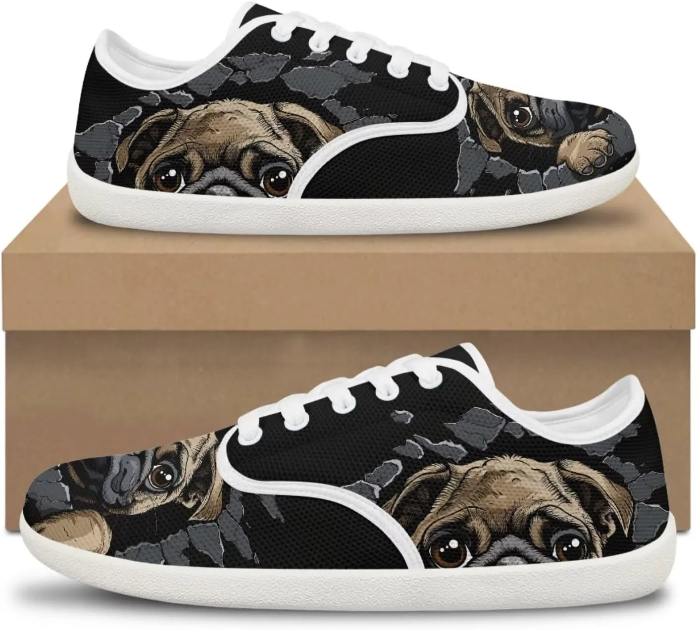 Women's Dog Print Running Shoes Slip-on Skate Sneakers Flats Work Loafers Outdoor Barefoot Shoe