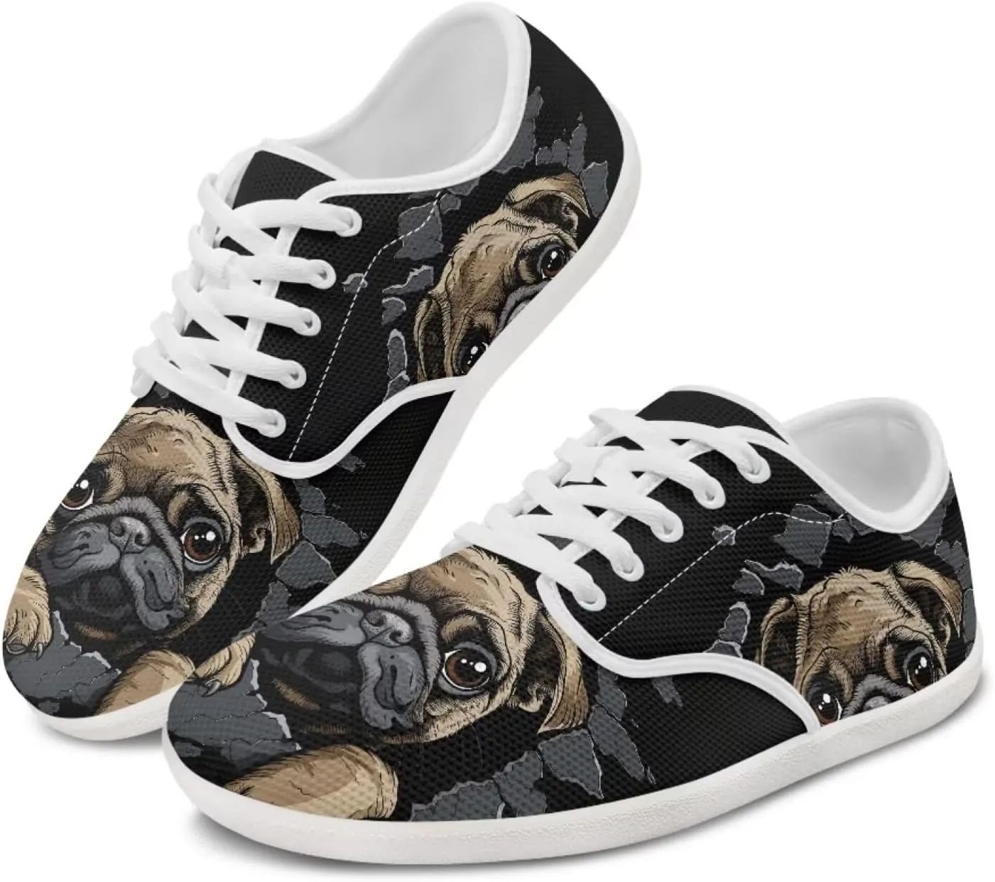 Women's Dog Print Running Shoes Slip-on Skate Sneakers Flats Work Loafers Outdoor Barefoot Shoe