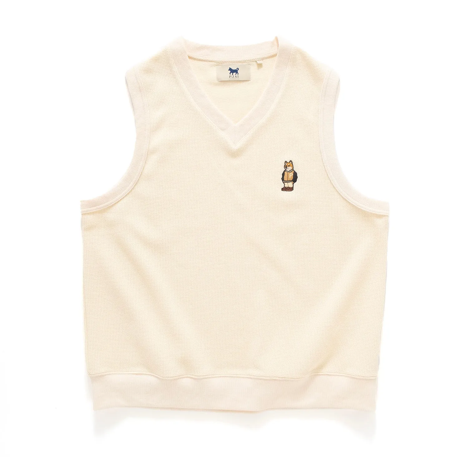 (YW414) Embroidery Waffle V Neck Vest